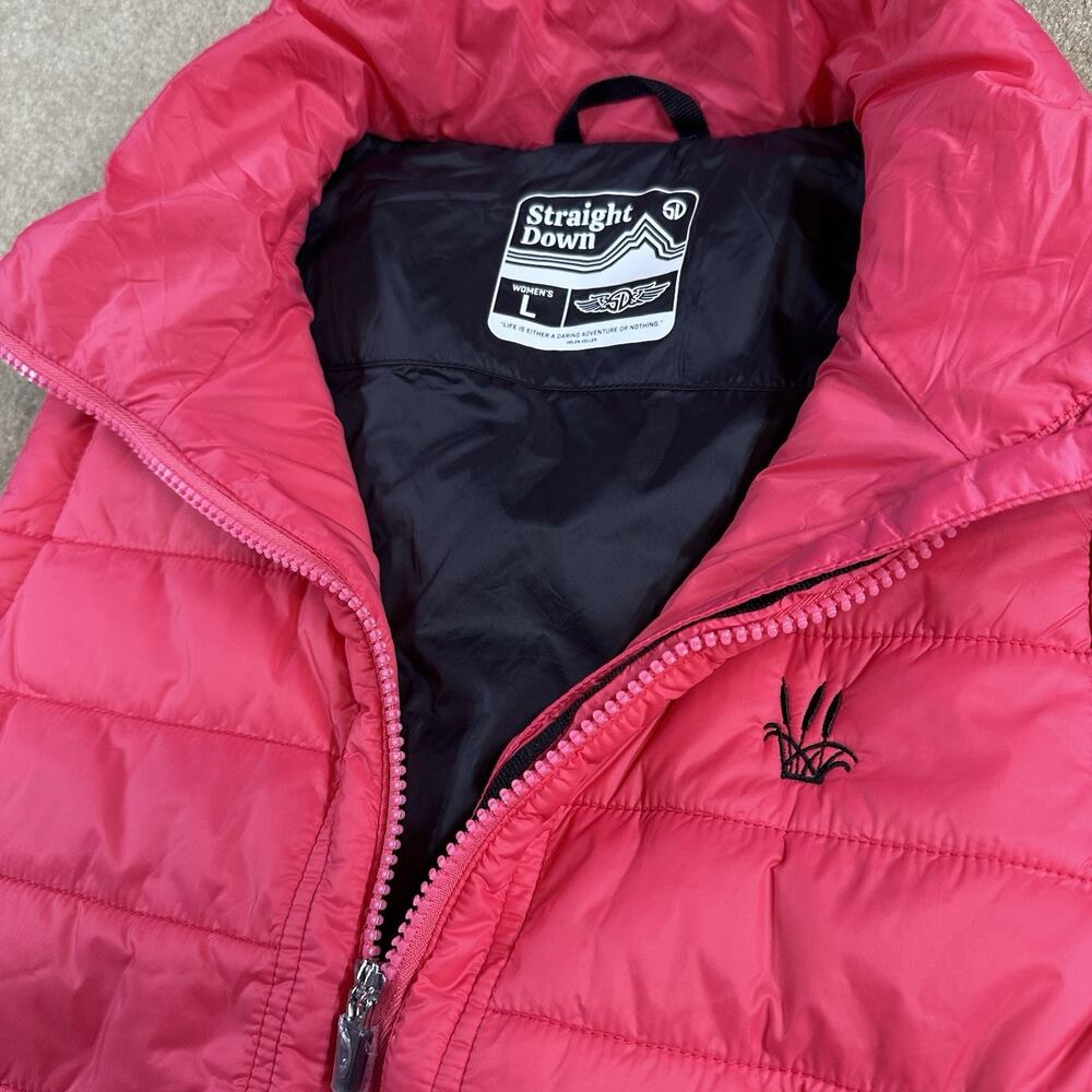 Straight Down Women Large Pink Puffer Best Barbie Winter